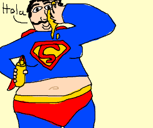 300x250 Fat Mexican Superman Rubs Mustard On His Face Drawing - Superman Face Drawing