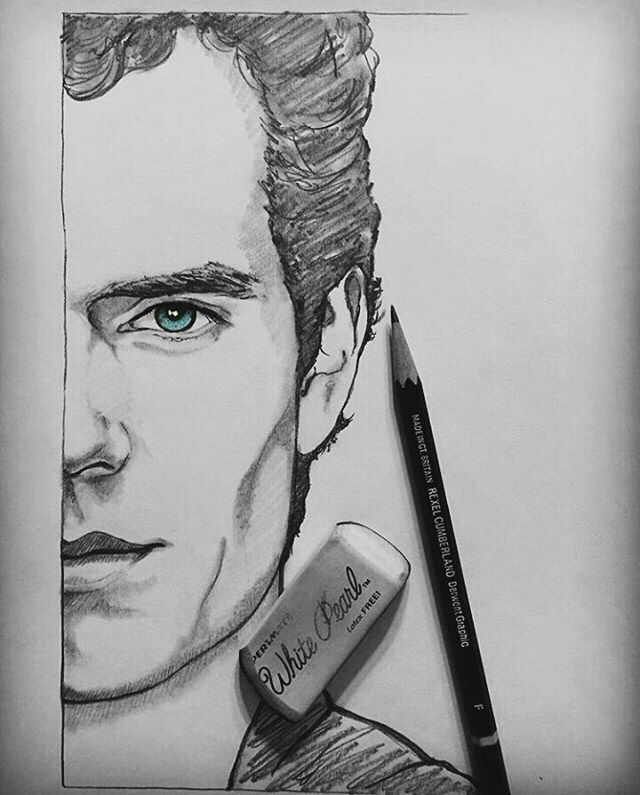 640x795 Draw Henry Cavill - Superman Face Drawing