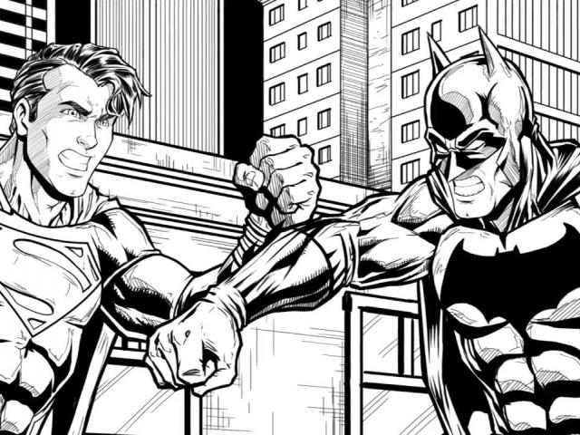 640x480 Batman V Superman Clipart Line Drawing - Superman Line Drawing