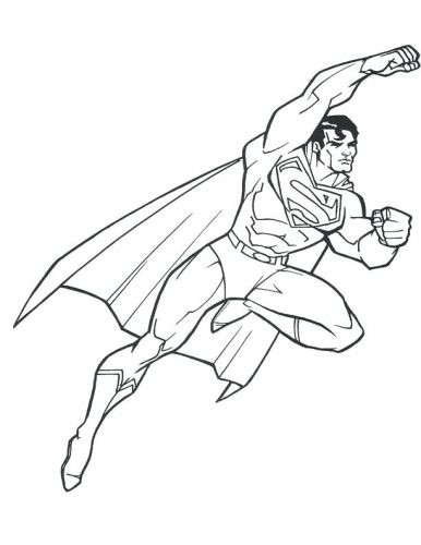 386x500 Drawing Coloring Book Free Printable Superman Pages For Kids - Superman Line Drawing