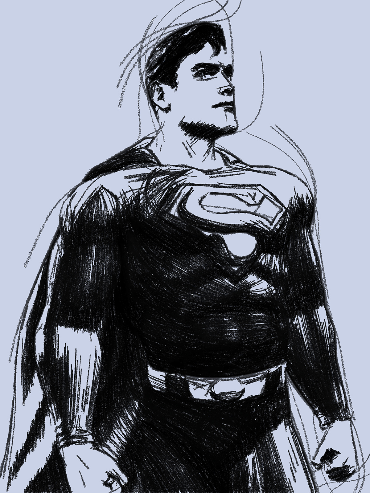 1200x1600 Superman Line Drawing On Wacom Gallery - Superman Line Drawing