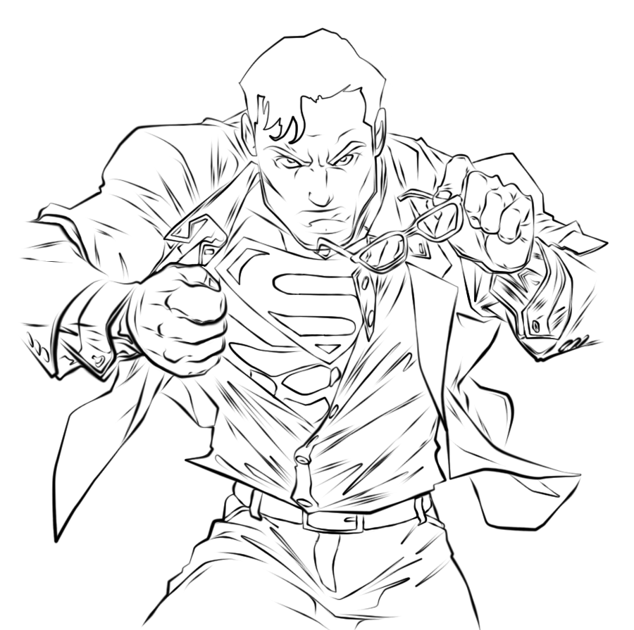 900x895 Superman Line Art - Superman Line Drawing