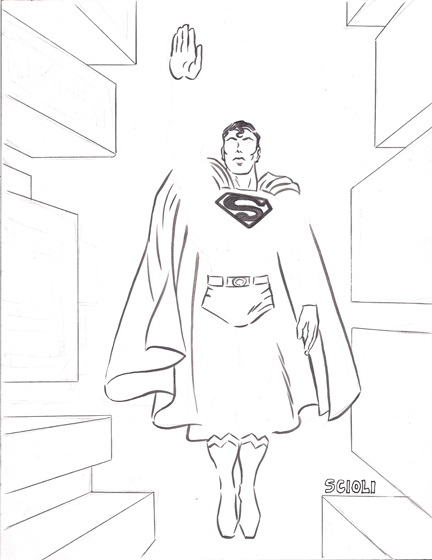 432x560 Tom Scioli - Superman Line Drawing