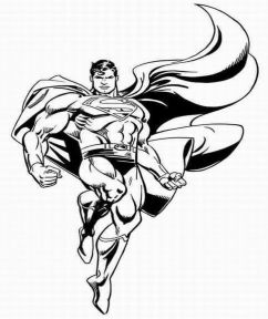 242x288 Drawing Coloring For Child Superman Flying Coloring - Superman Line Drawing