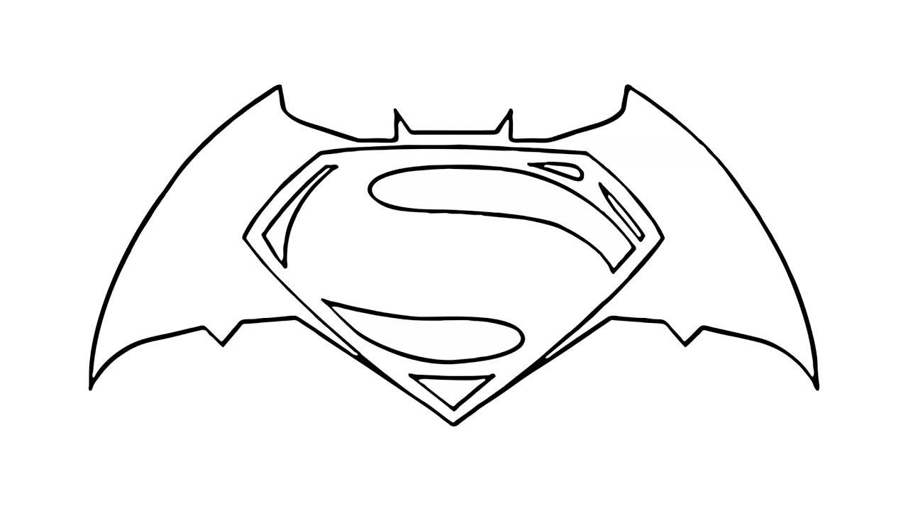1280x720 Batman V Superman Clipart Line Drawing - Superman Line Drawing