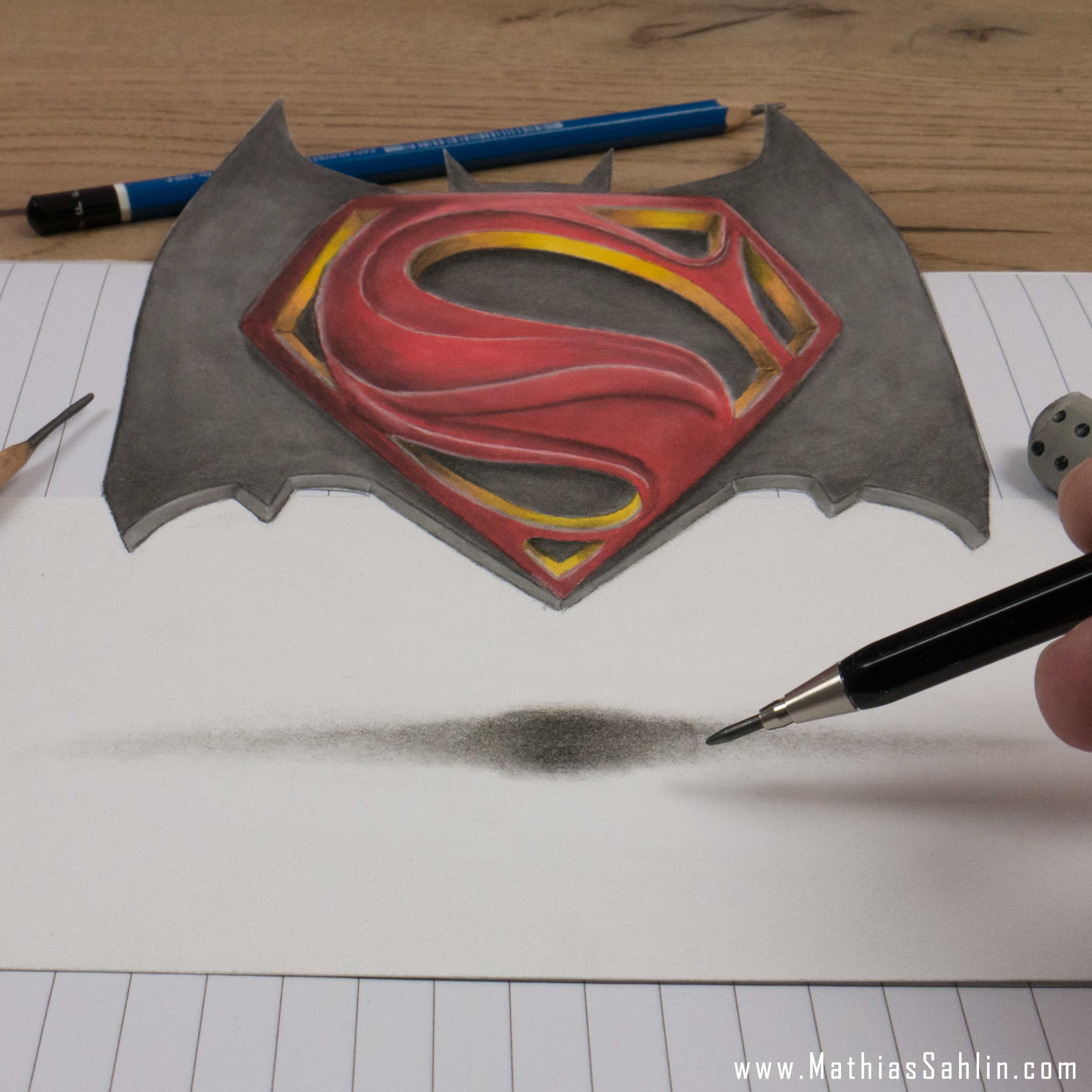 3448x3448 batman vs superman logo drawing - Superman Logo Drawing
