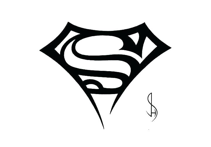 720x500 superman symbol outline tribal rose and superman logo tattoo - Superman Outline Drawing
