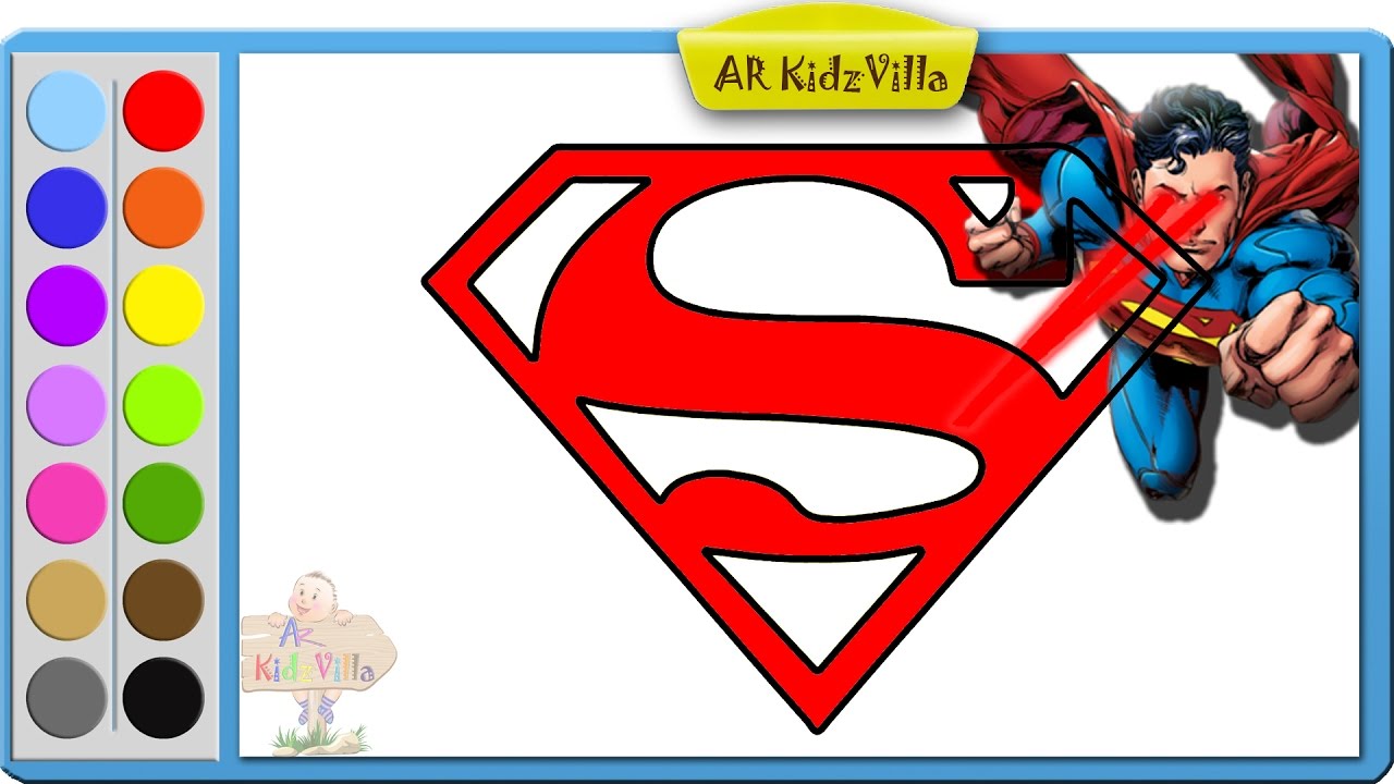 1280x720 Superman Drawing S Symbol Coloring Pages And Learn To Color - Superman S Drawing