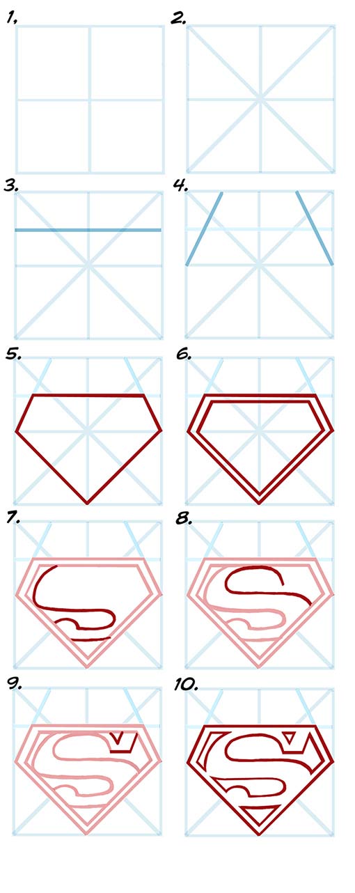 510x1282 How To Draw Superman S - Superman S Drawing