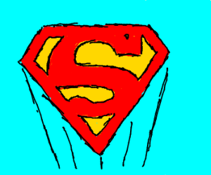 300x250 Superman Logo On Blue Background Drawing - Superman Sign Drawing