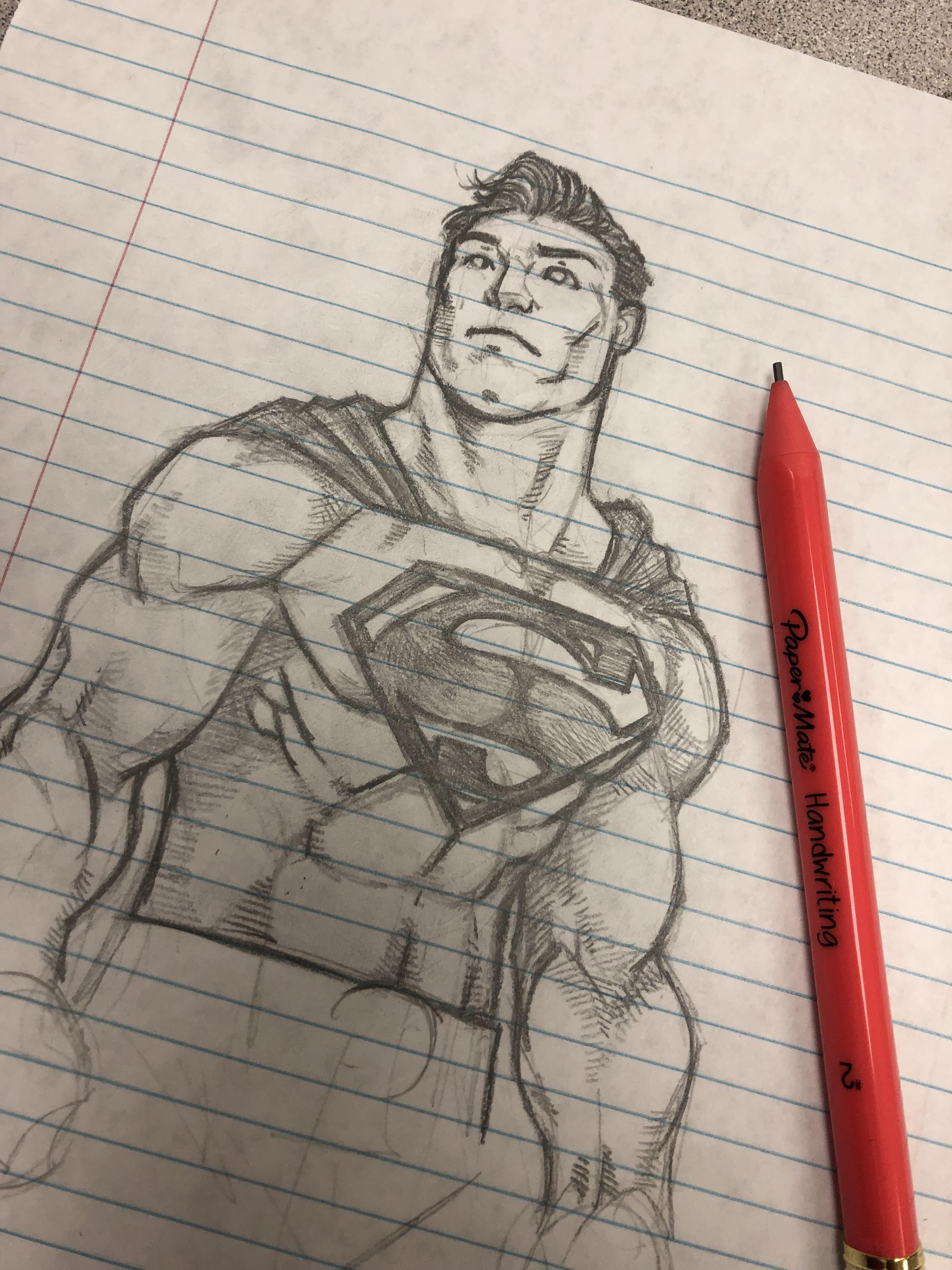 3024x4032 when you're a kid drawing, it's always lined paper with a simple - Superman Simple Drawing