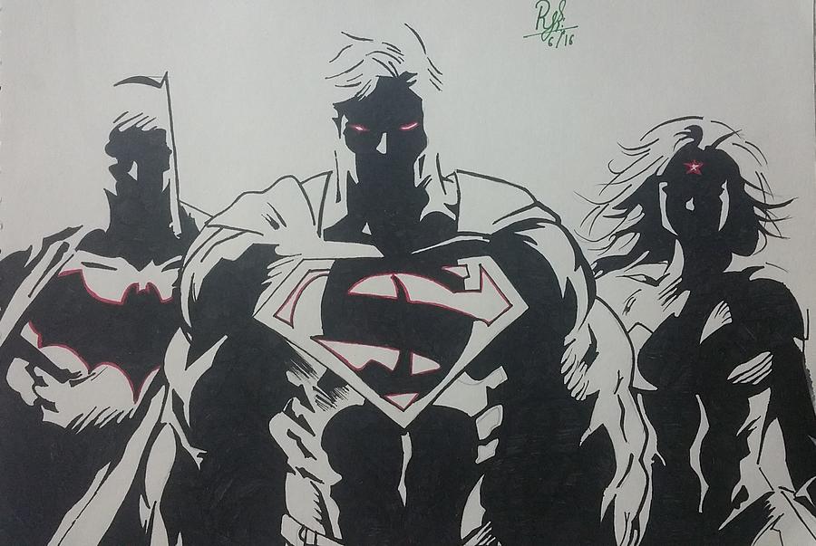 900x603 Batman Superman Wonderwoman Drawing - Superman Vs Batman Drawing