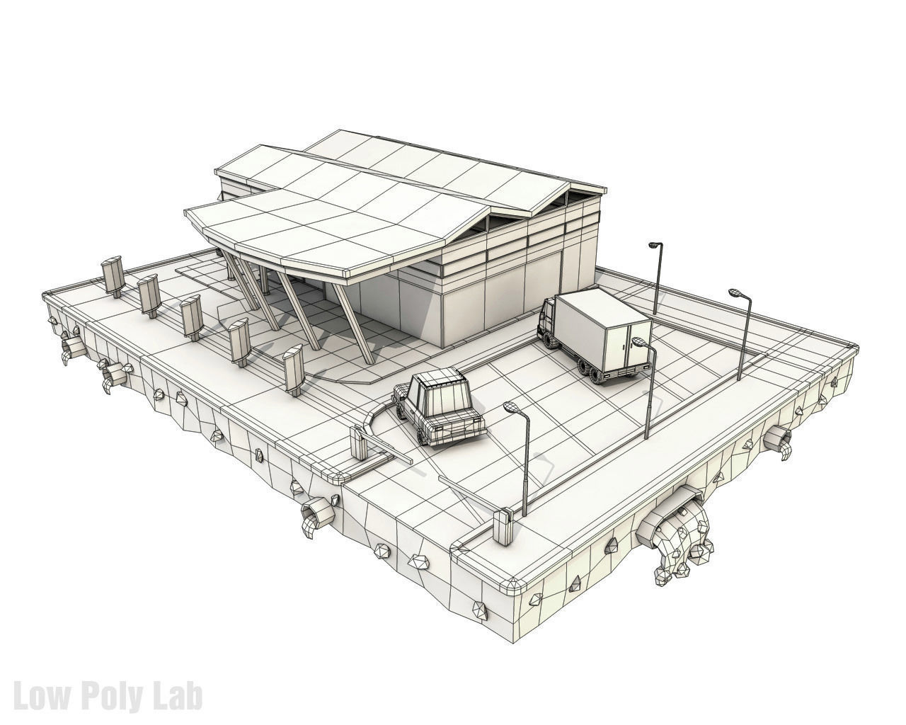1280x1024 cartoon city block supermarket asset cgtrader - Supermarket Drawing