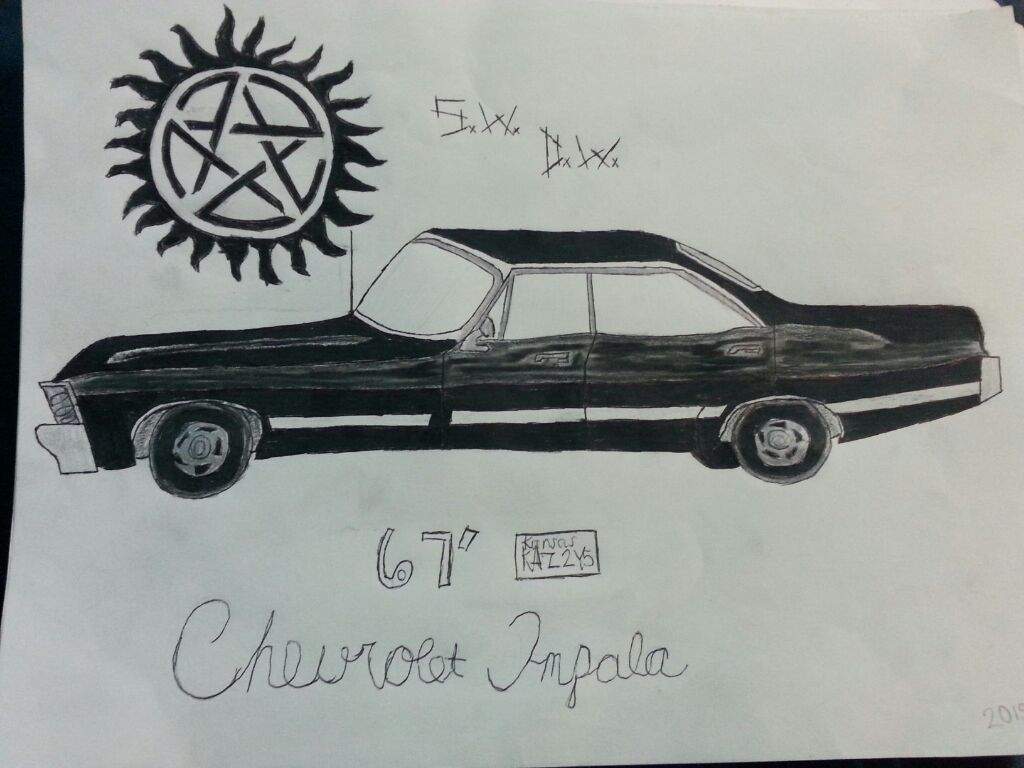 1024x768 some drawing of mine supernatural amino - Supernatural Impala Drawing