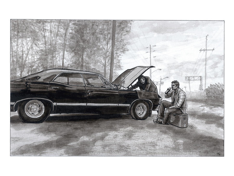 900x675 working on the impala drawing - Supernatural Impala Drawing