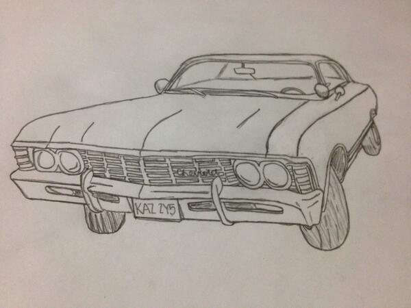 600x450 rich rue on twitter my drawing of dean's chevy impala - Supernatural Impala Drawing