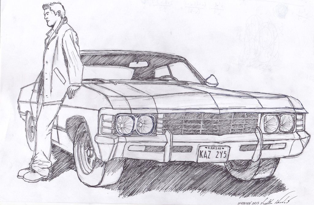 1024x669 chevy impala sketches supernatural supernatural - Supernatural Impala Drawing