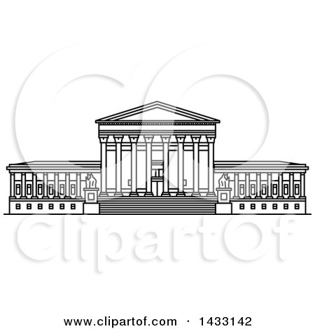 450x470 black and white line drawing styled american landmark, united - Supreme Court Drawing
