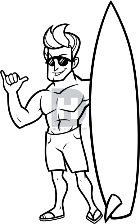 451x720 surfboard drawing free download - Surfboard Cartoon Drawing