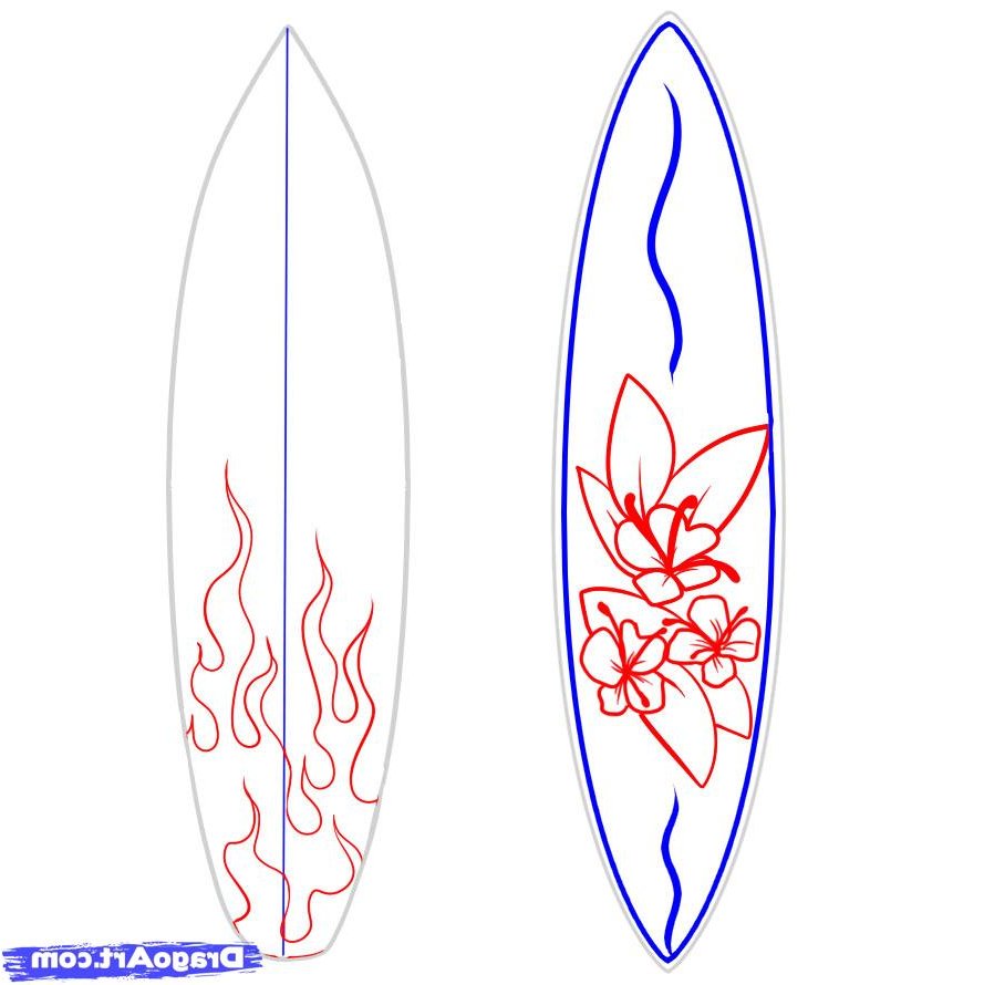 889x890 drawn surfboard cartoon - Surfboard Cartoon Drawing