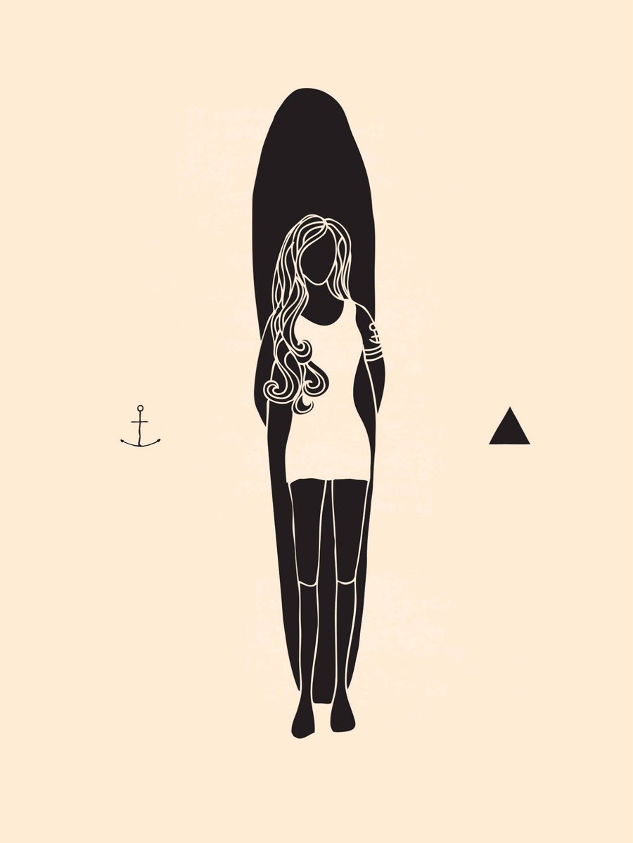 900x1199 lizzy artwork surf artist club of the waves - Surfer Girl Drawing