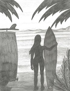 232x300 niki drawing - Surfer Girl Drawing