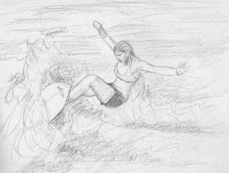 331x250 sketch surfer girl - Surfer Girl Drawing
