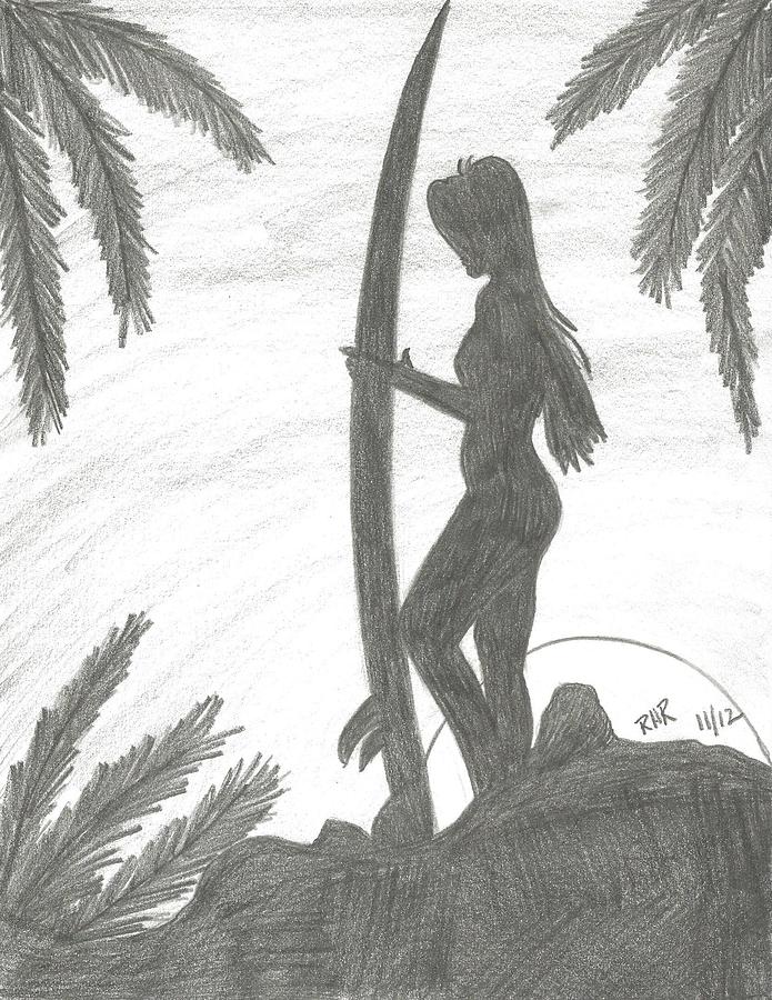 695x900 surfer girl drawing - Surfer Girl Drawing