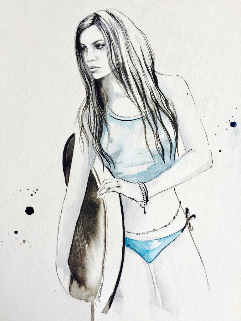 770x1027 surfer girl ii drawing - Surfer Girl Drawing