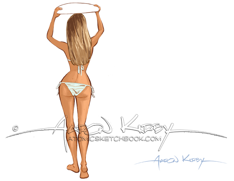 800x618 surfer girl illustration - Surfer Girl Drawing