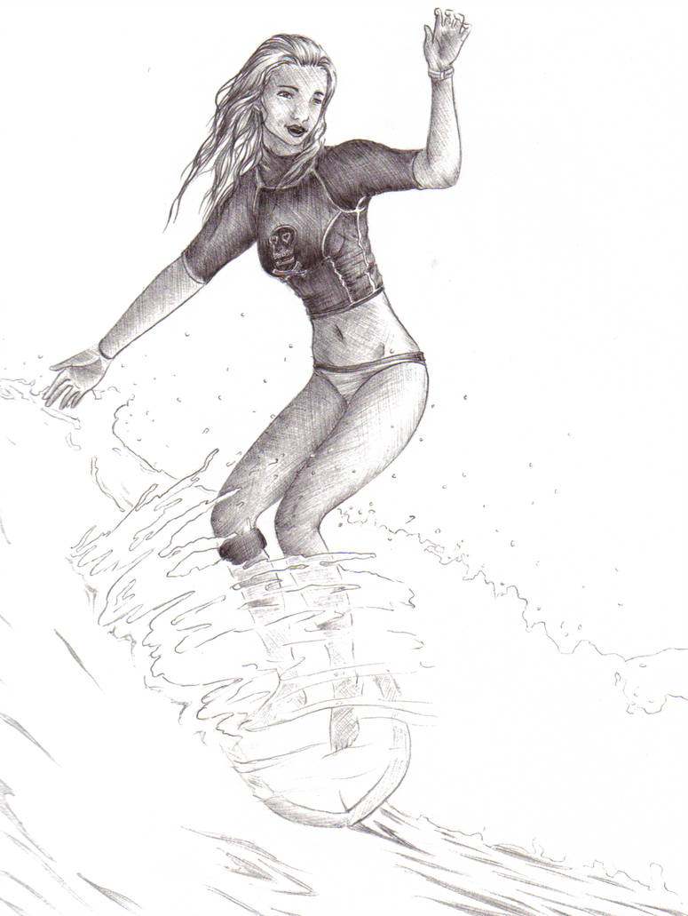 775x1031 surfer girl - Surfer Girl Drawing