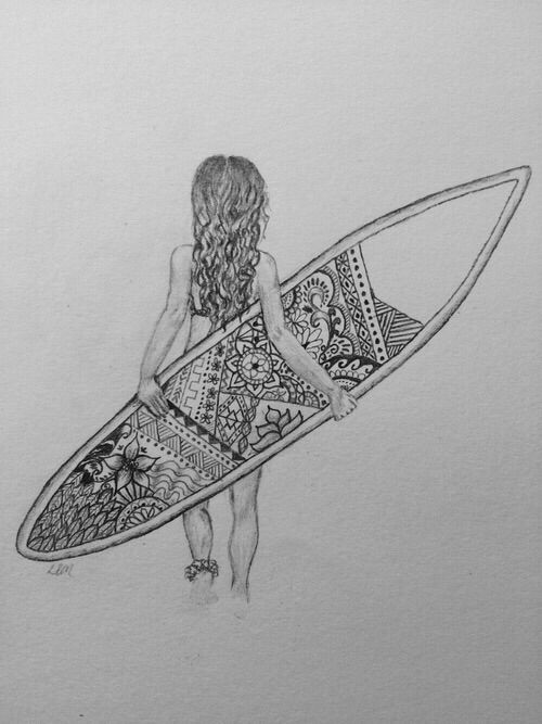 500x667 surfer girl drawing drawings, art sketches, surf drawing - Surfer Girl Drawing
