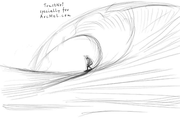 768x510 how to draw waves step - Surfing Drawing