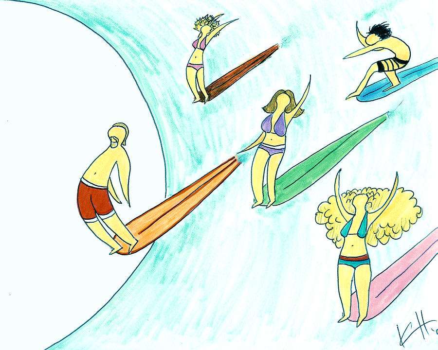 900x720 family surf drawing - Surfing Drawing