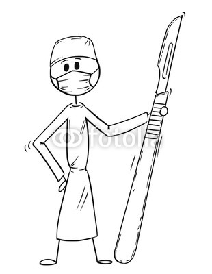310x400 cartoon stick man drawing conceptual illustration of doctor - Surgeon Drawing