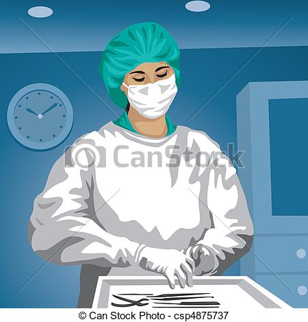 450x470 doctor vector illustration of a female doctor preforming surgery - Surgeon Drawing
