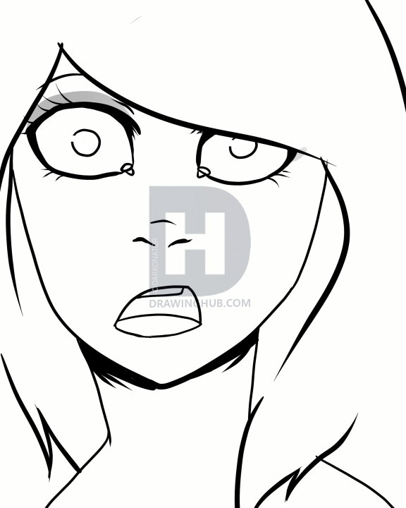 576x720 How To Draw A Surprised Face, Step - Surprised Face Drawing