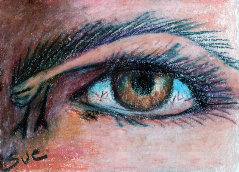 794x571 original art drawing aceo card woman eye worm surreal color etsy - Surreal Eye Drawing
