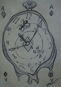 212x300 fine museum drawing, surreal soft watch, marked, signed, salvador - Surrealism Drawing