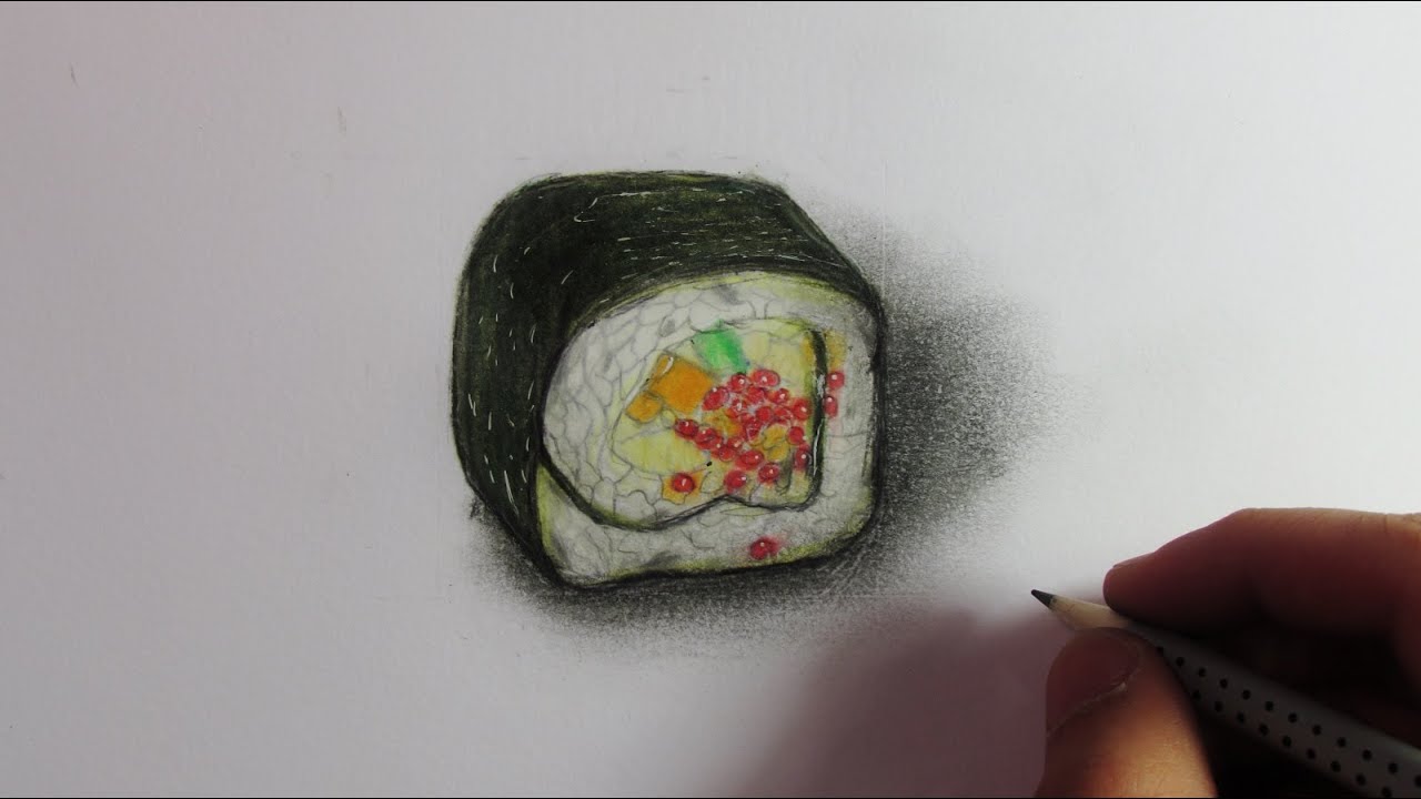 1280x720 realistic sushi - Sushi Drawing