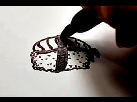 480x360 How To Draw A Cartoon Sushi Roll - Sushi Roll Drawing
