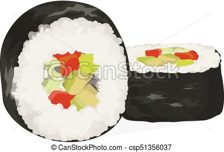450x306 sushi rolls set white rolls with fish, vegetables and nori - Sushi Roll Drawing