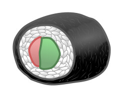 257x195 Drawing Cartoon Sushi - Sushi Roll Drawing