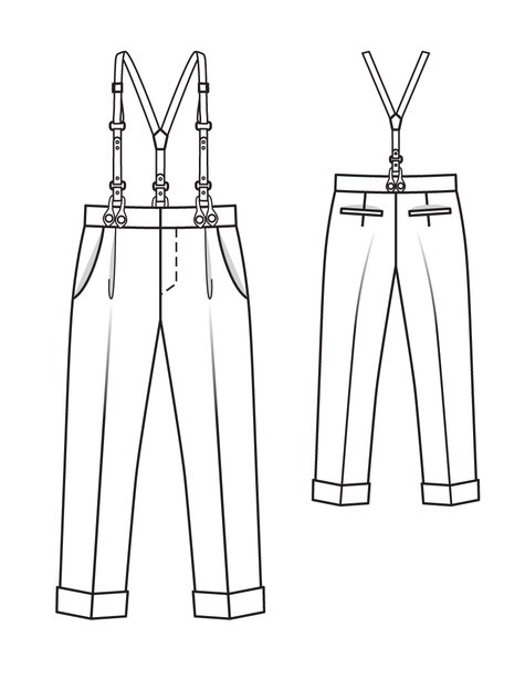 475x633 boy's suspender trousers - Suspenders Drawing