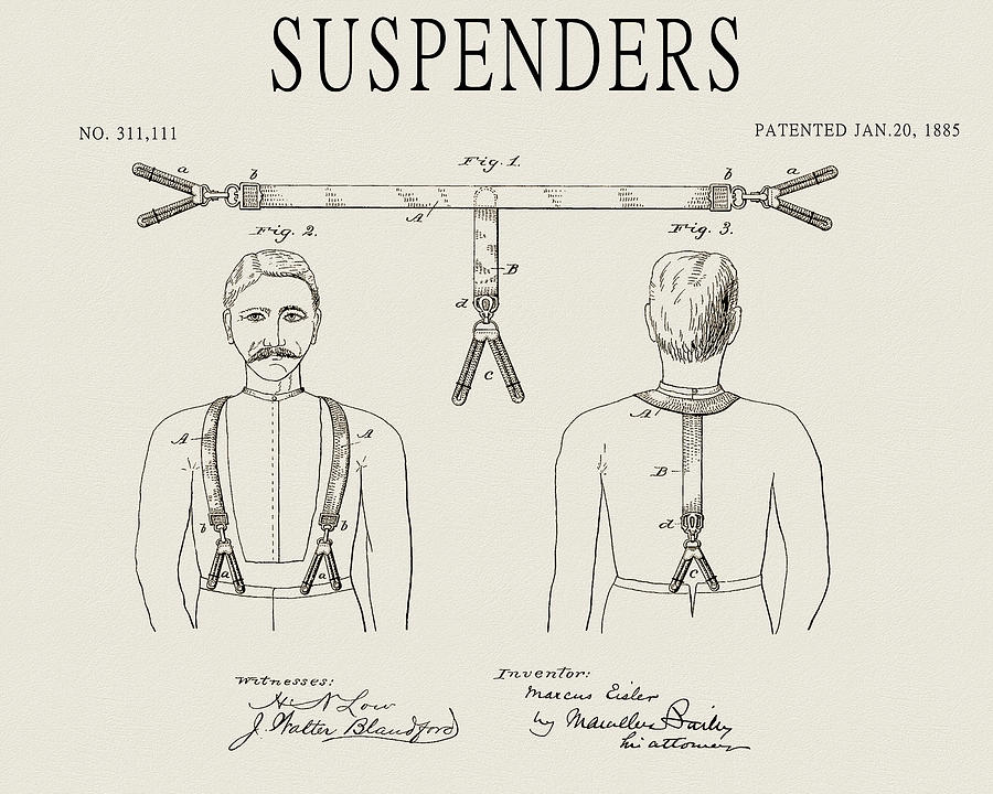 900x720 Vintage Suspenders Design Drawing - Suspenders Drawing