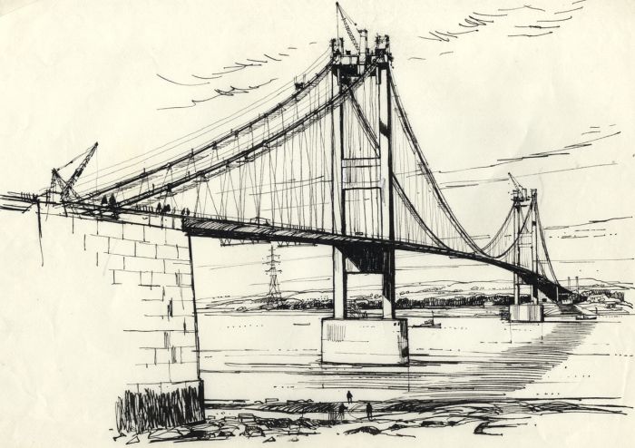 Suspension Bridge Drawing at PaintingValley.com | Explore collection of ...