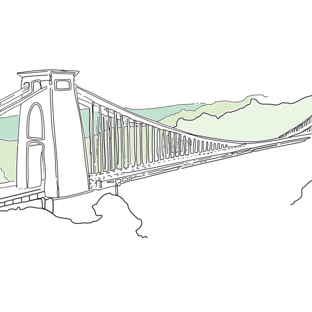 1000x1000 clifton suspension bridge art print - Suspension Bridge Drawing