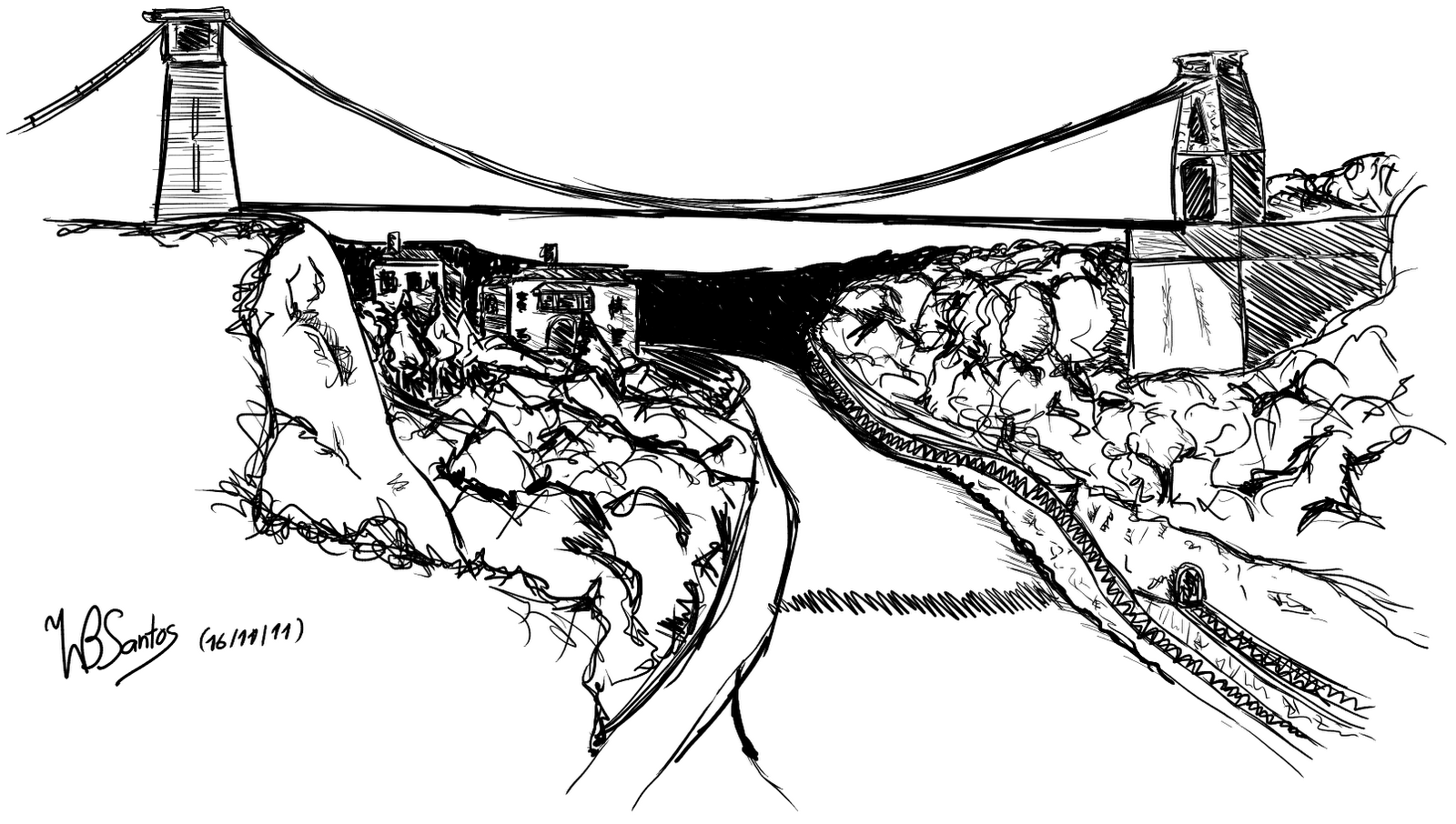 1600x906 clifton suspension bridge drawing - Suspension Bridge Drawing