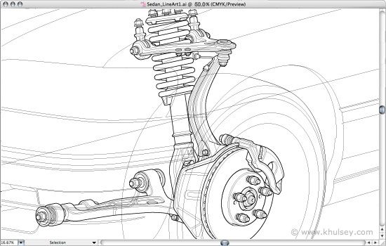 550x350 drawing car suspension engines and cutaway drawings - Suspension Drawing