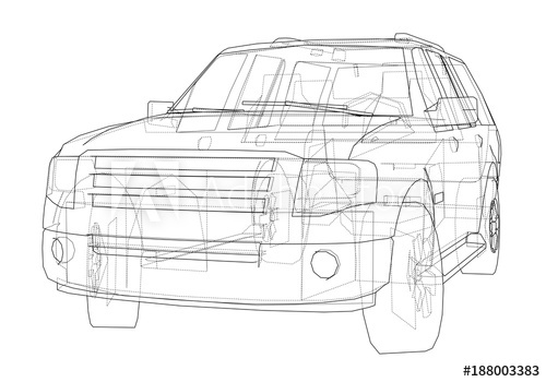 500x350 car suv drawing outline vector - Suv Drawing